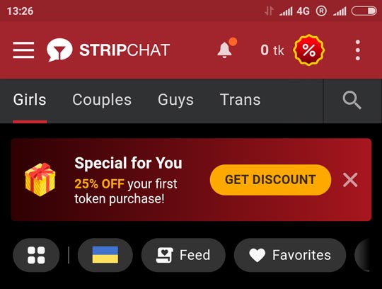 Stripchat APK comprar fichas no aplicativo